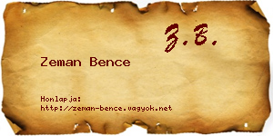 Zeman Bence névjegykártya